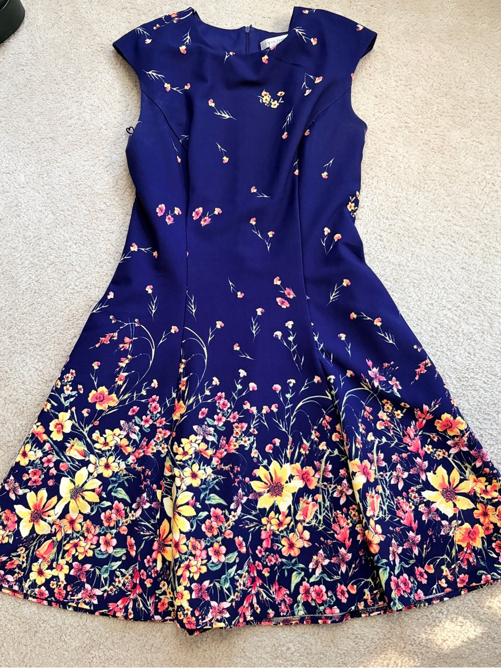 10 M London Times Navy Floral Fit-and-Flare Dress